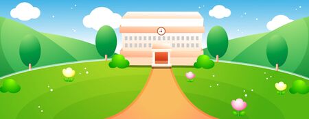 School and school yardのイラスト素材