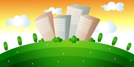 City building with streetのイラスト素材