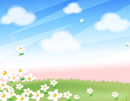 Nature scene of park and flowerのイラスト素材