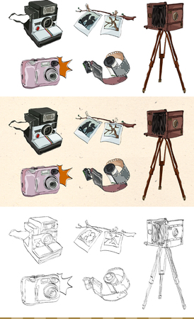 Set of vintage religion monochromatic and colored iconのイラスト素材