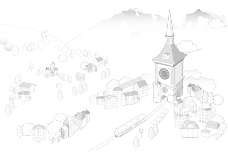 bern 
landmark illustratedのイラスト素材