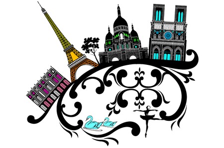 France architecture, flower pattern Silhouetteのイラスト素材