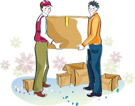 Delivery man carrying parcelのイラスト素材