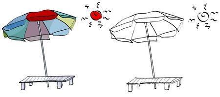 Vintage style hand drawn parasolsのイラスト素材