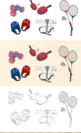 Set of vintage sport monochromatic and colored iconのイラスト素材