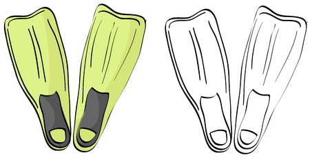 Vintage style hand drawn flippersのイラスト素材