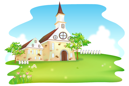 Church building sceneryのイラスト素材