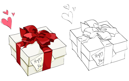 Vintage style hand drawn gift boxesのイラスト素材