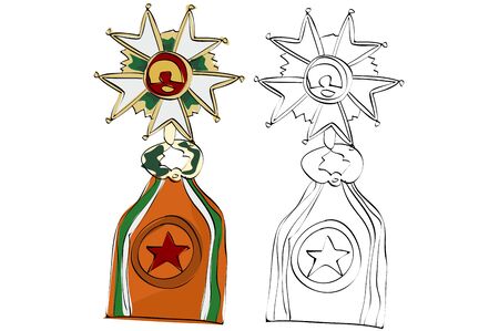 Vintage style hand drawn medalsのイラスト素材