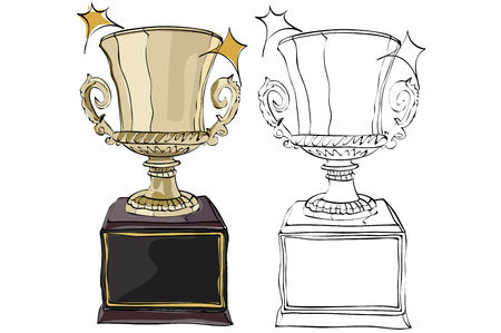 Vintage style hand drawn trophiesのイラスト素材