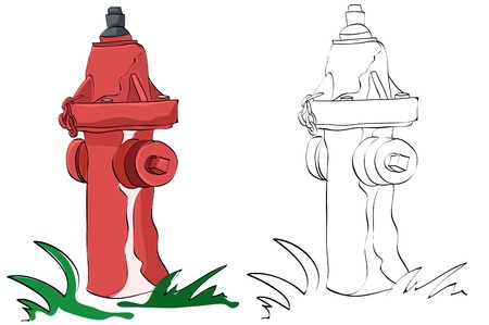 Vintage style hand drawn fire hydrantのイラスト素材