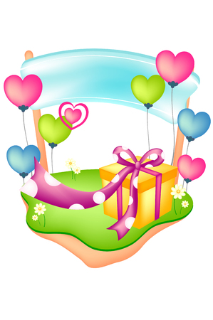 Nature scene of giftbox on parkのイラスト素材