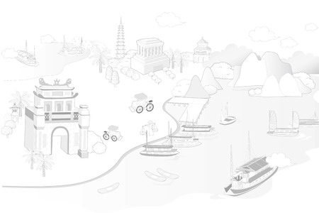 hanoi landmark illustratedのイラスト素材