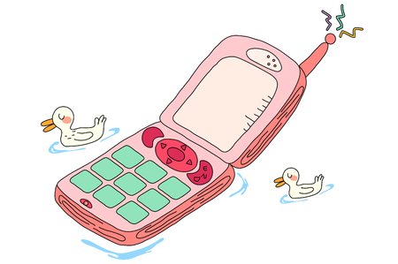 Cellphone shape boat illustrationのイラスト素材