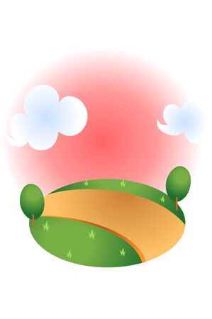 Country road with treeのイラスト素材