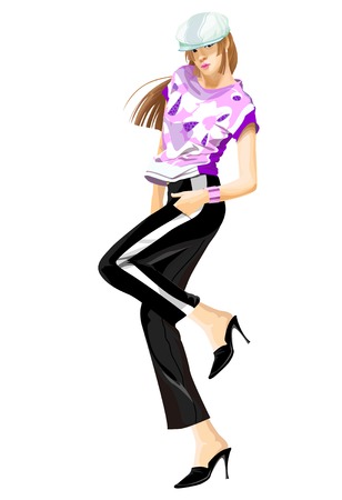Stylish woman posingのイラスト素材