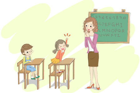 student with hand upのイラスト素材