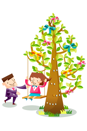 Business people characters on swingのイラスト素材