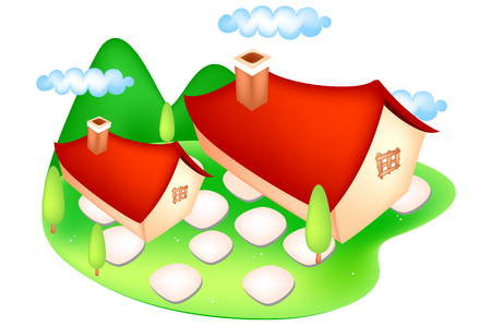 Nature scene of town houseのイラスト素材