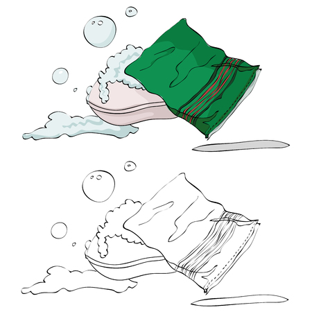 Vintage style hand drawn shower towelのイラスト素材