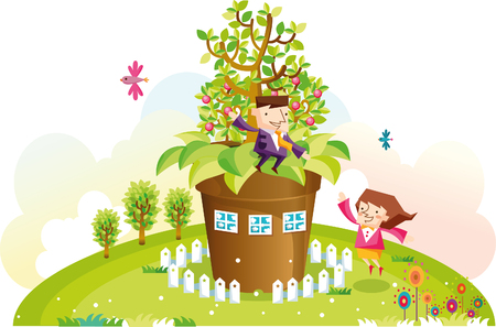 Couple with planterのイラスト素材