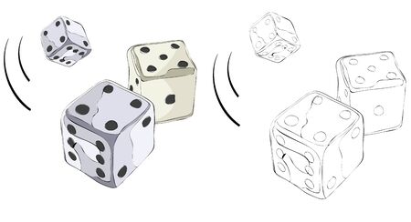 Vintage style hand drawn dicesのイラスト素材