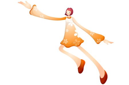 Beautiful woman jumping motionのイラスト素材
