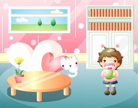 Boy drinking milkのイラスト素材