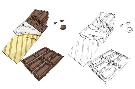 Vintage style hand drawn chocolate barsのイラスト素材