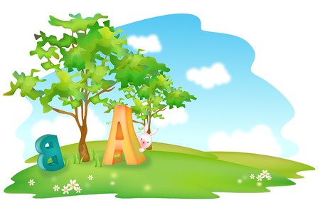 Nature scene of park and alphabetのイラスト素材