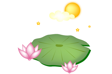 Lotus leaves illustrationのイラスト素材