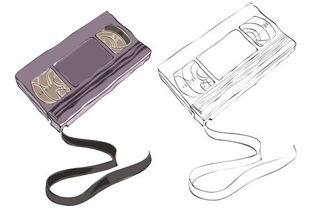 Vintage style hand drawn video tapesのイラスト素材