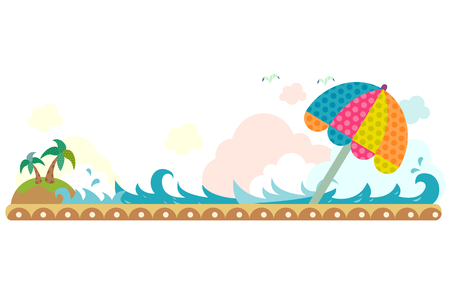 Parasol on the beach, horizontal designのイラスト素材