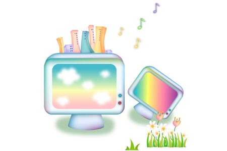 City building on televisionのイラスト素材