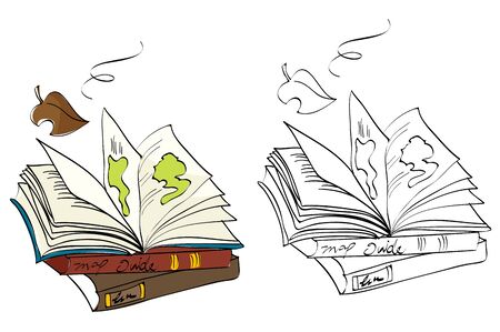 Vintage style hand drawn booksのイラスト素材