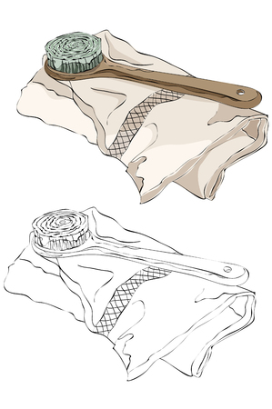 Vintage style hand drawn brush towelのイラスト素材