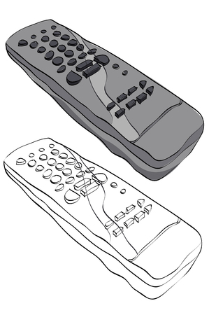 Vintage style hand drawn TV remote controllerのイラスト素材