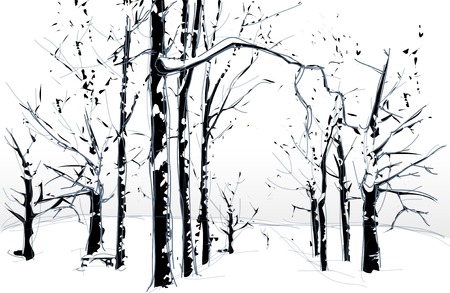 Winter snow tree sketchのイラスト素材