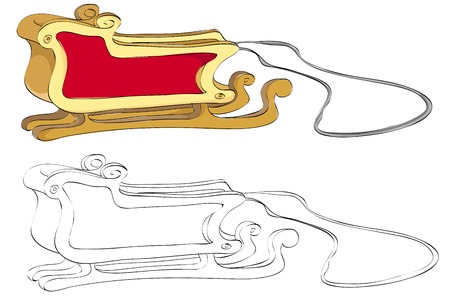 Vintage style hand drawn santa sleighのイラスト素材
