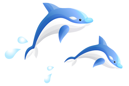 Jumping dolphin illustrationのイラスト素材