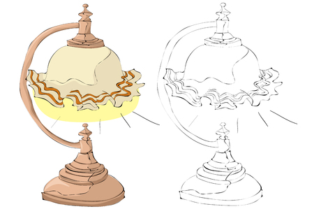 Vintage style hand drawn lampのイラスト素材