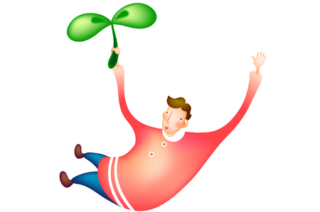 Handsome man clinging to sproutのイラスト素材