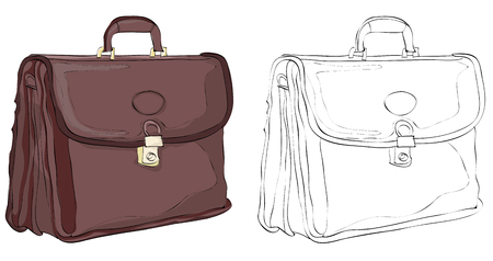 Vintage style hand drawn briefcaseのイラスト素材