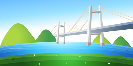 Country bridge with mountainのイラスト素材