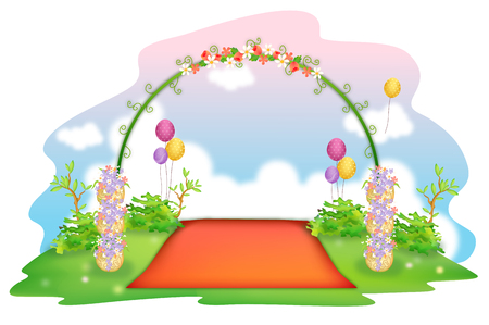 Wedding ceremony with decorationのイラスト素材