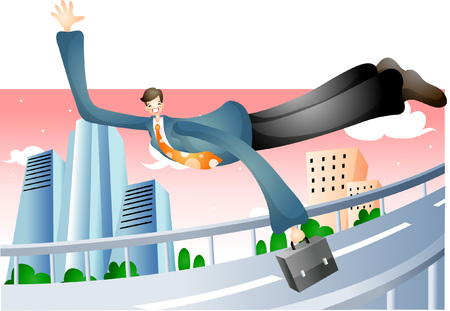Businessman flying in the skyのイラスト素材