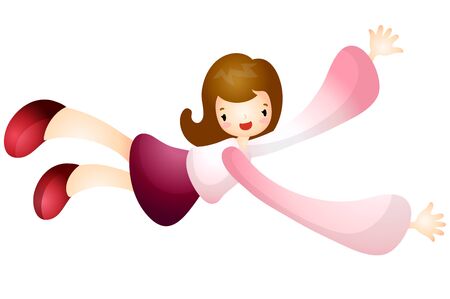 Girl in flying motionのイラスト素材