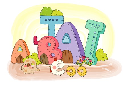 English alphabet shape buildingのイラスト素材