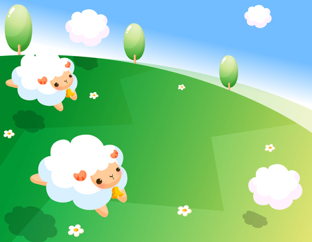 Putting the sheep out to pastureのイラスト素材