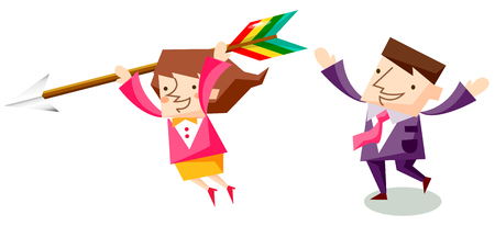 Business people characters with a bowのイラスト素材